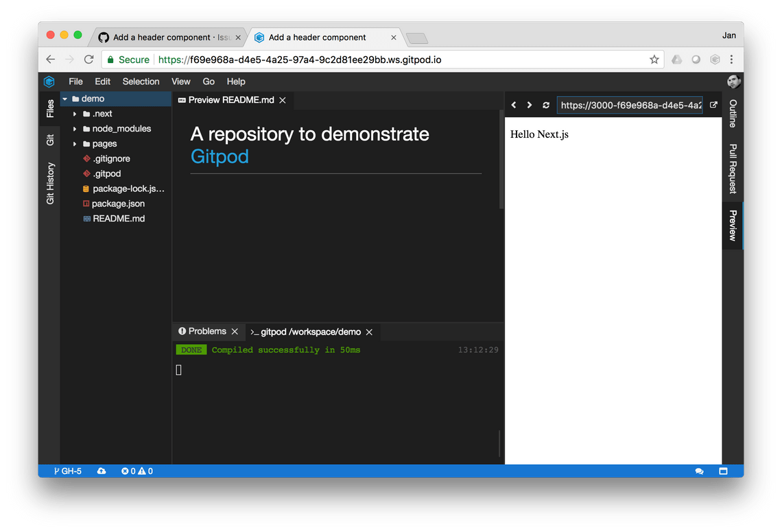 Gitpod Workspace Preview