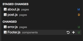 Git View section that shows the changed files
