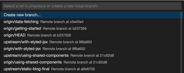 Git Checkout Branches List