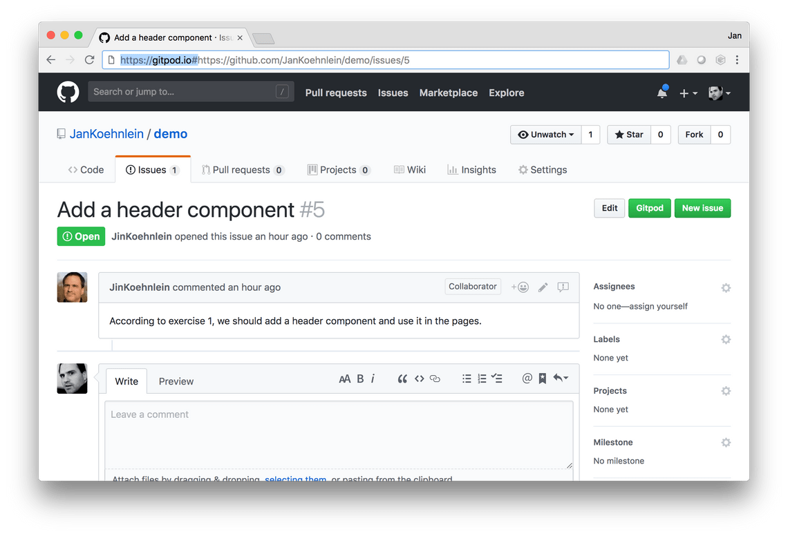 GitHub Issue Page