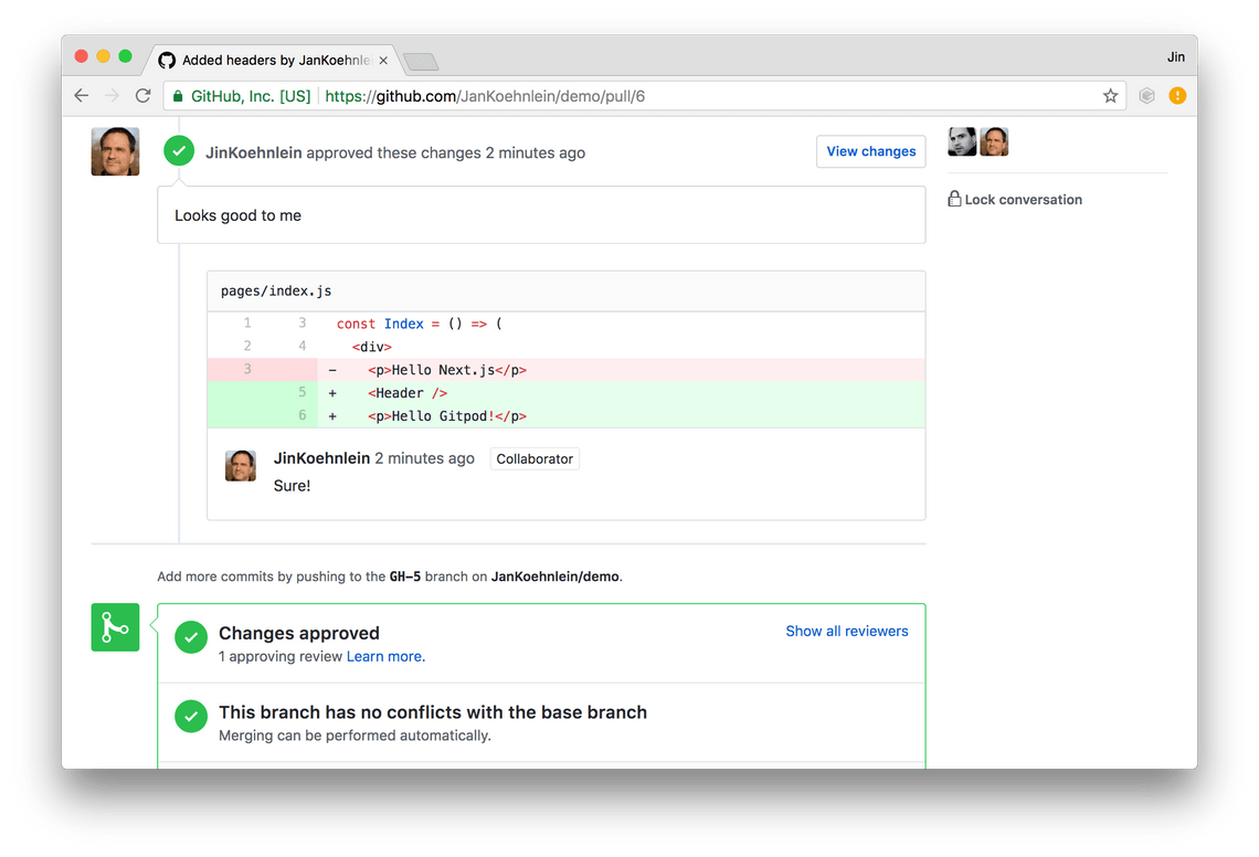 Github Pull Request with Review Finished