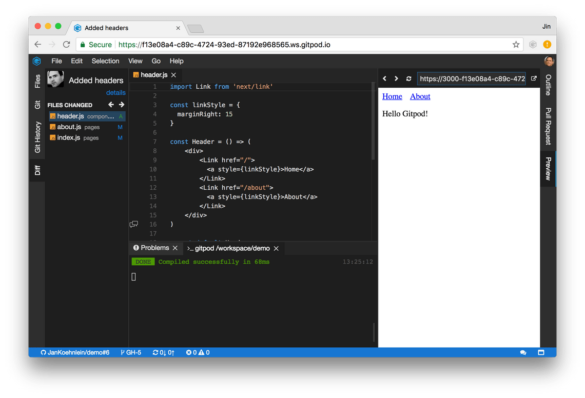 Gitpod Workspace Preview