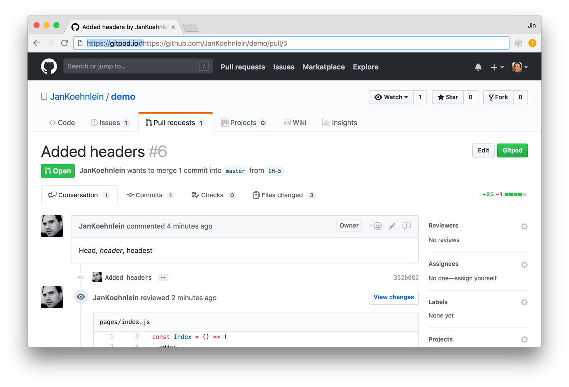 GitHub Pull Request Page